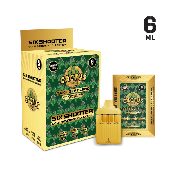 cactus labs Six Shooter Take Off Blend Gold Reserve Black Diamond OG + Tropical Runts + Sour Gorilla (Indica + Hybrid + Sativa)
