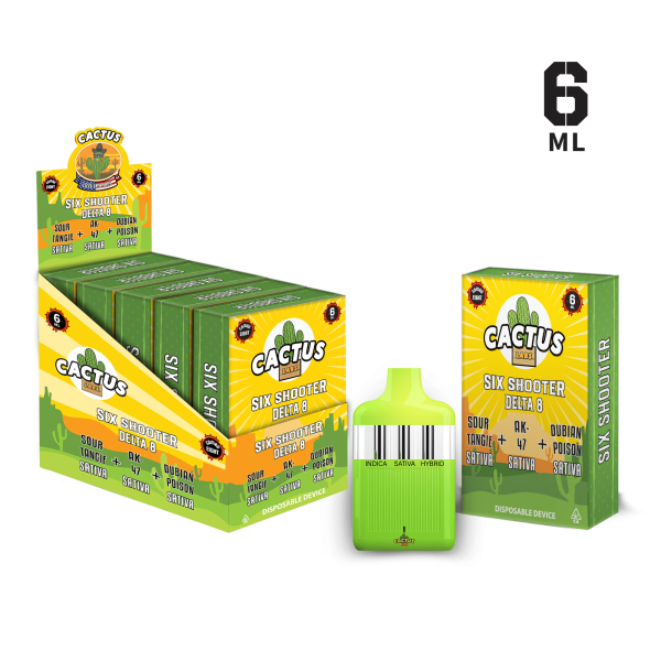 Cactus labs Six Shooter Delta 8 Sour Tangie + AK-47 + Dubian Poison ( Sativa Sativa Sativa)