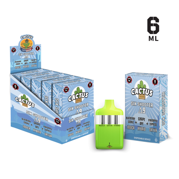 Cactus labs Six Shooter Delta 9 BlueBerry Cookie + Grape Ape + Pineapple Express (Indica + Hybrid + Sativa)